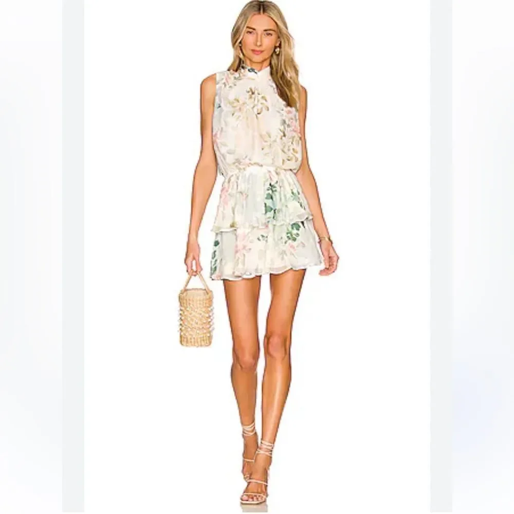Yumi Kim KISS ME Dress in Honeymoon Ivory Floral Tiered Ruffle Skirt Dress - Picture 1 of 16